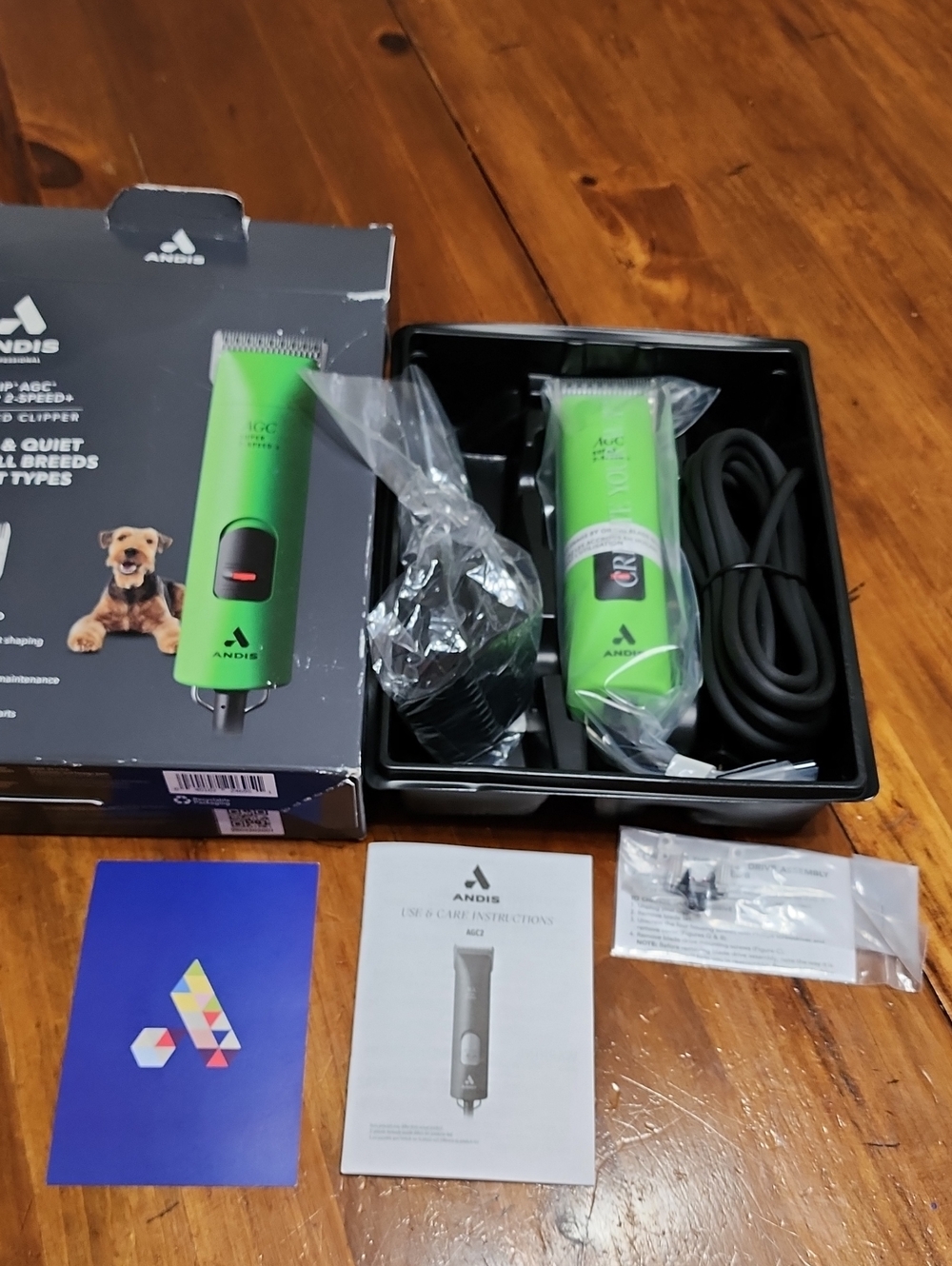 Andis DOG SHEARS Lime Green Corded Grooming Clipper Set in plastic